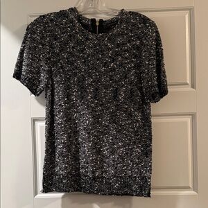 Ann Taylor Black and White Short Sleeve Knit Top